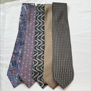 Vintage Mens Silk Tie Lot 5pc‎ Zaravat Georgio Pier Olivier Armando Ki-Ki Milan